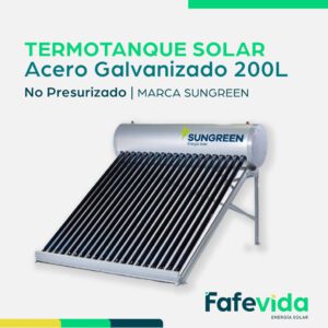 Termotanque Solar Sungreen 200L No Presurizado + Resistencia